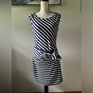 Guess Women’s White And Blue Midi Dress Size 6